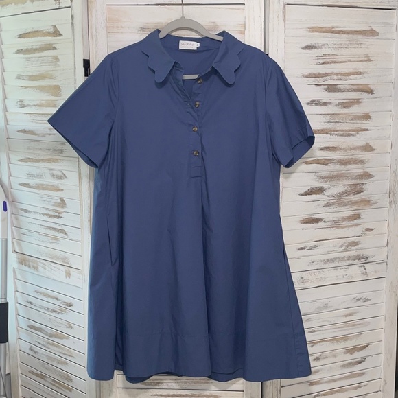 Shop The Mint Blue Scallop Collar Dress - Picture 1 of 4